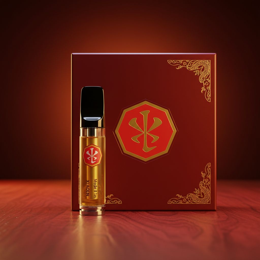 The Xiaolin Blend — branded 510 live-rosin cartridge & box
